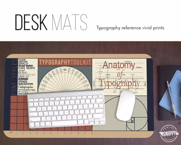 Typography Toolkit Desk Mat – Extended Mousepad, Hand Washable