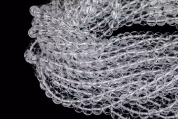 Natural Brazilian Clear Quartz Round beads. One full strand. 6mm, 8mm, or 10mm. Smooth Gemstone Beads