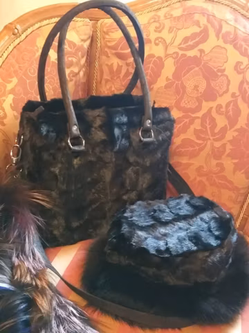 BLACK MINK FUR Bag!Brand New Real Natural Genuine Fur!