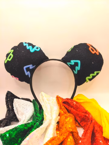Neon Holiday Tree Mouse Ears// Ear Hat// Headband