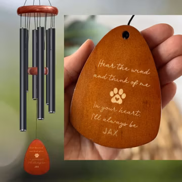 Engraved Pet Memorial Wind Chime Custom Wooden Pet Loss Gift In Memory of Dog or Cat Rainbow Bridge Pet Memorial Gift