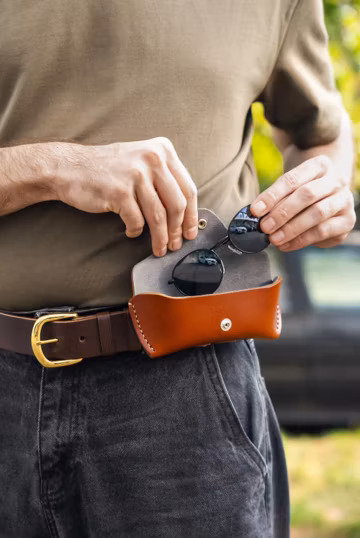 Leather Glasses Case with Belt Loop — Gift for Dad, Husband