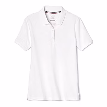 French Toast Women's and Juniors' Cotton Blend Stretch Pique Short Sleeve Polo Shirt, White, Medium