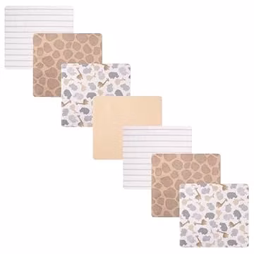 Hudson Baby Cotton Flannel Receiving Blankets 7-Pack Bundle, Safari Friends, One Size