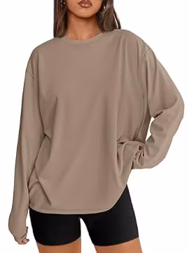 Trendy Queen Womens Oversized Long Sleeve Shirts Fall Tops 2026 Basic Tees
