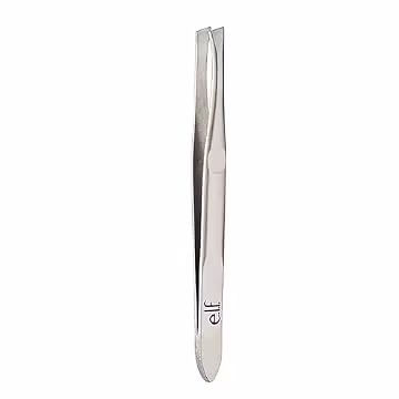 e.l.f. Slant Tweezer, Professional Quality Stainless Steel, Provides a Strong Grip, Removes Hairs Accurately, Shapes, Defines, Easy To Use, Ergonomically-Designed