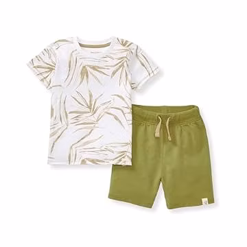 Burt's Bees Baby Baby Boys' Shirt and Pant Set, Top & Bottom Outfit Bundle, 100% Organic Cotton