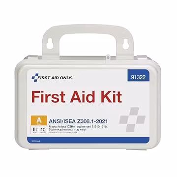 First Aid Only 91322 ANSI A 2021 and OSHA Compliant First Aid Kit, 10-Person Emergency First Aid Kit for Business, Home, Car, and Worksites, 76 Pieces