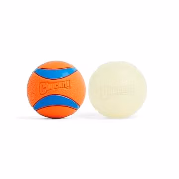 Chuckit! Ultra Ball Dog Toys - Size Large - for Dogs 60-100 lbs - Made from Durable Rubber - Super Bouncy - Day & Night Bundle - Floats in Water - 3-inch Diameter - Pack of 2