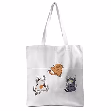 Whimsical Cartoon Cat Tote Bags for Women Canvas Bag