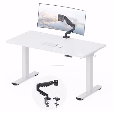 FLEXISPOT EN2 55"x28" Standing Desk Bundle with Monitor Mount, White