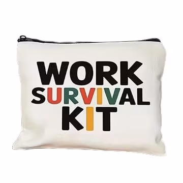 GRITOSE Work Survival Makeup Bag for Women Men Workday Toiletry Bags Accessories Stationery Storage Supplies for Family Friend Worker Small Travel Pouch Kit with Zipper