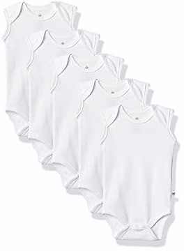 HonestBaby Sleeveless Bodysuits One-piece for Baby Boys, Girls, Unisex, 5-pack Bright White, 12 Months