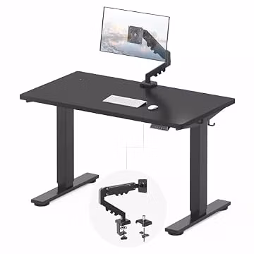FLEXISPOT EN2 48"x24" Standing Desk Bundle with Monitor Mount, Black