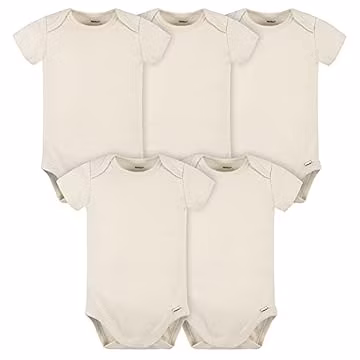 Gerber Baby 5 Pack Onesies Multi-Packs Bundle Interlock 180 GSM, Natural, 6-9 Months US