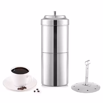 KSJONE South Indian Filter Coffee Maker 7 oz,2-4 Cups Stainless Steel Coffee Maker, Drip Coffee Brewer, Madras Kaapi Kappi, Coffee Decoction Maker