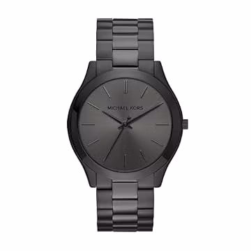 Michael Kors Men's Watch, Slim Runway Three-Hand Black Stainless Steel Men's Watch