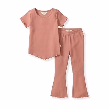 Burt's Bees Baby - Baby Girls Short Sleeve Top and Leggings Set, Outfit Bundle, 100% Organic Cotton