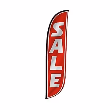 LookOurWay Feather Flag Banner - 12 Feet Tall Advertising Flags for Outdoor Business and Events Promotion - Swooper Flag Only - Sale Flags - Sale Red (10M1200100)