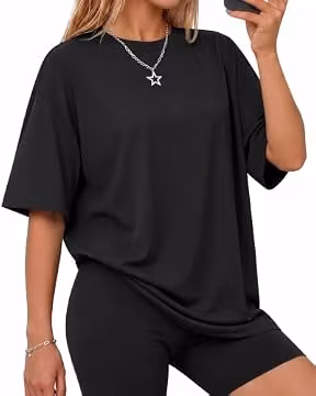 GAYHAY Black Oversized Tshirts for Women - Summer Spring Tops Short Sleeve Tee Shirts Fashion Casual Workout Clothes 2026