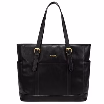 LOVEVOOK Laptop Tote Bag for Women,17.3 inch Vintage Leather Work Tote Bag