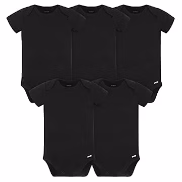 Gerber Unisex Baby 5 Pack Onesies Multi-Packs Bundle Interlock 180 GSM Shirt, Black, 18 Months US