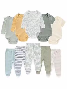 BIGBIGKISS Baby Boy Girl Clothes Outfits Cotton Baby Bodysuit and Pant Set