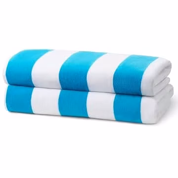 BEN KAUFMAN SALES CO Striped Towel - Absorbent, 100% Cotton - Oversized Towels for Beach - Quick-Dry for Swimming - Soft with Striped Design - 32" x 62", Blue (Pack of 2)