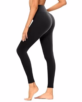 GAYHAY High Waisted Leggings for Women - Soft Opaque Slim Tummy Control Printed Pants for Running Cycling Yoga Black