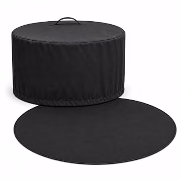 PINYPUN-TECH Fire Pit Cover & Fire Pit Mat Bundle (2-in-1) Fit for Solo Stove Yukon 27-29" - 28" Waterproof Heavy Duty Cover + 48" Fireproof Deck Protector, Solo Stove Yukon Accessories