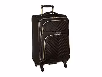 Kenneth Cole REACTION Chelsea 2-Piece Bundle - 20" Chevron Expandable 8-Wheel Carry-On Suitcase & Matching 15" Laptop Tote Bag, Navy