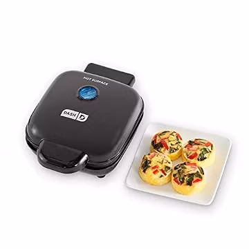 Dash Deluxe Egg Bite Maker - Electric Egg Bite Maker for Healthy Protein Snacks - Quick Cleanup, Space-Saving Design & Non-Slip Feet - 4 Servings, Black