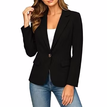 Open Front Suit Jackets Womens Blazers Dressy Casual Winter Fall Plus Size Work Office Women's Outerwear Jackets & Coats Lightweight Long Sleeve Cardigan Jacket Black S