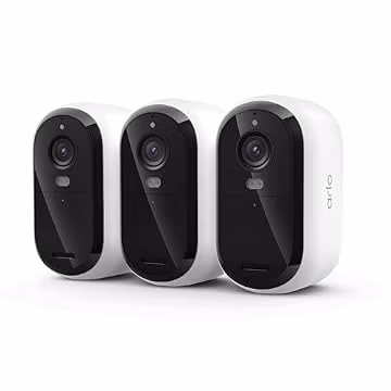 Security Cameras Wireless Outdoor - Arlo Essential Battery 2K (3rd Gen, Latest Version), Color Night Vision, Two-Way Audio, Home Security, Person/Package/Vehicle/Animal Detection, White - 3-Pack