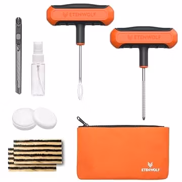 ETENWOLF Flat Tire Repair Kit with Plugs 16 Pcs, Heavy Duty Tire Plug Kit