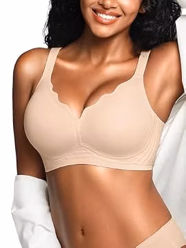 Cuteio Wireless Jelly Bras for Women No Underwire with Support Skin L