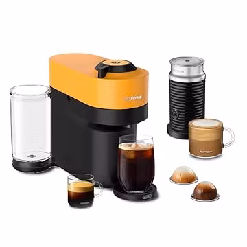 Nespresso Vertuo Pop+ Coffee Machine with Milk Frother, Mango Yellow
