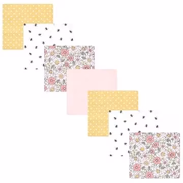 Hudson Baby Unisex Baby Cotton Flannel Receiving Blankets Bundle, Pink Yellow Pretty Floral, One Size