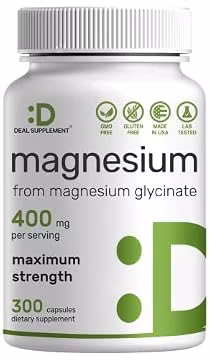 Magnesium Glycinate 400mg, 300 Capsules | 100% Chelated for Easy Absorption | Essential Mineral Supplement for Muscle, Sleep, & Heart Health*