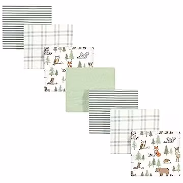 Hudson Baby Unisex Baby Cotton Flannel Receiving Blankets Bundle, Forest Animals, One Size