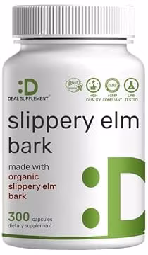 DEAL SUPPLEMENT Slippery Elm Capsules – 300 Pills, Made with Organic Inner Bark Powder Extract – Natural Herb for Soothing Throat & Digestive Support – Non-GMO