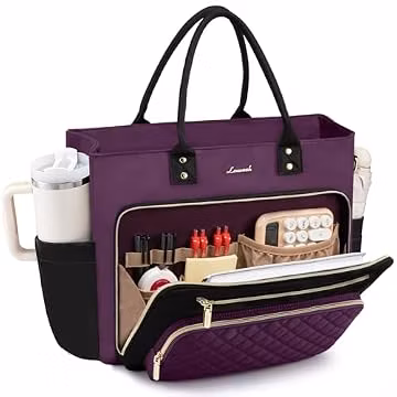 LOVEVOOK Teacher Nurse Diaper Bag, Purple Laptop Tote Bag for Women Work