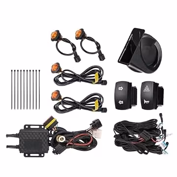 KEMIMOTO UTV Turn Signal Kit with 110D Horn, Plug and Play UTV ATV Blinker with Rocker Switch, Universal Street Legal Kit Compatible with Polaris, Can-Am, Kawasaki (Without License Plate Holder)