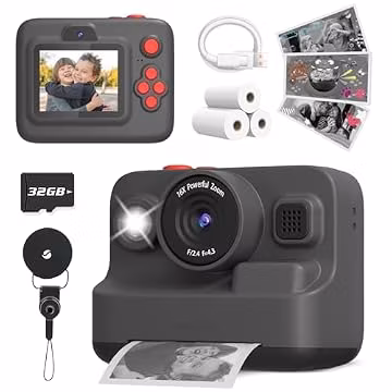 Yehtta Kids Camera Instant Print, Dual-Lens Selfie Camera for Kids, Black