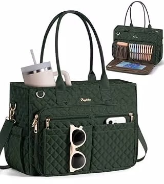 Bagstellar Teacher Tote Bag for Women, 15.6" Laptop Work Tote Computer Bag