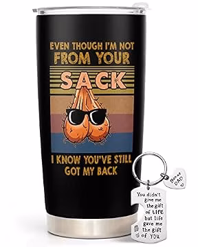 365FURY Bonus Dad Gifts - Step Dad Gifts From Daughter, Son, Kids - 20 Oz Tumbler & Keychain Funny Stepdad Gift - Christmas Father Day, Birthday Gift For Stepdad - Best Bonus Father Travel Coffee Mug