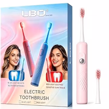 LBO Red Light Electric Toothbrush with + 2 RedLight Brush Head, Pap & Enamel Repair Whitening Toothpaste, More Replaceable Toothbrush Heads Available for Sale