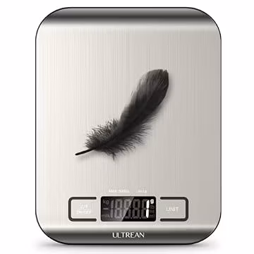 Ultrean Food Scale, Digital Kitchen Scale with LCD Display, Weight Grams and Ounces for Baking Cooking and Meal Prep, 6 Units with Tare Function, 304 Stainless Steel, 11lb (Batteries Included)