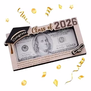 Graduation Gifts 2026 Money Holder, Wooden Graduation Money Cash Envelope Box for Class of 2026 Senior College University Graduates Student Holiday Gifts Without Tassels