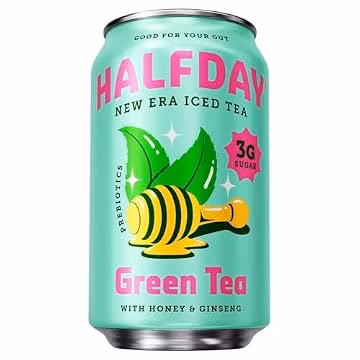 Halfday, Prebiotic Green Tea With Honey & Ginseng, 12 Fl Oz Can